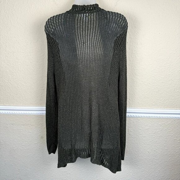 Dressbarn Woman 3X Dark Green Loose Knit Cardigan Cottage Core Comfy Grunge - Picture 4 of 7